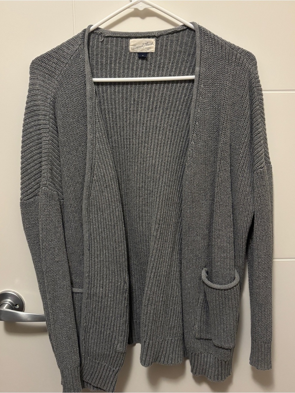 Universal Thread Gray Open-Front Ribbed Cardigan